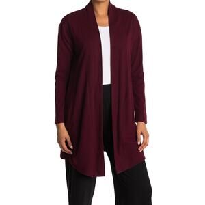 Melloday Open Cardigan Sweater Extra Small Wine NWT Slash Pockets Tunic Length
